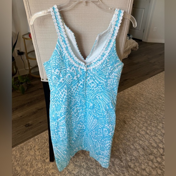 NWT Lilly Pulitzer Valli Stretch Sleeveless Shift Cotton Dress, Aqua Blue, 6 - Picture 5 of 7